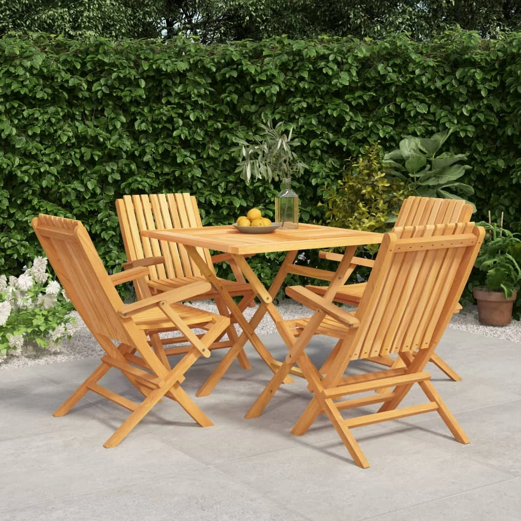 5 Piece Patio Dining Set Solid Wood Teak