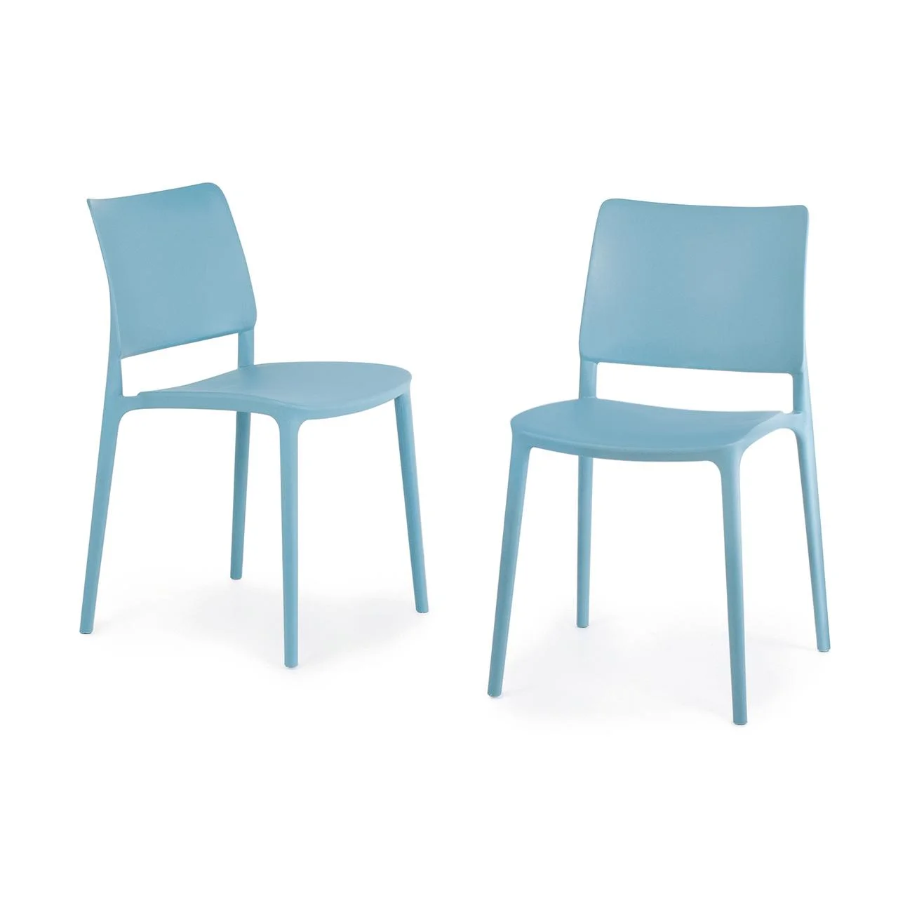 WRGHOME Garden Modern Outdoor/Indoor Plastic Resin Stacking Patio Dining Side Chair  (Set of 2) - AQUABLUE