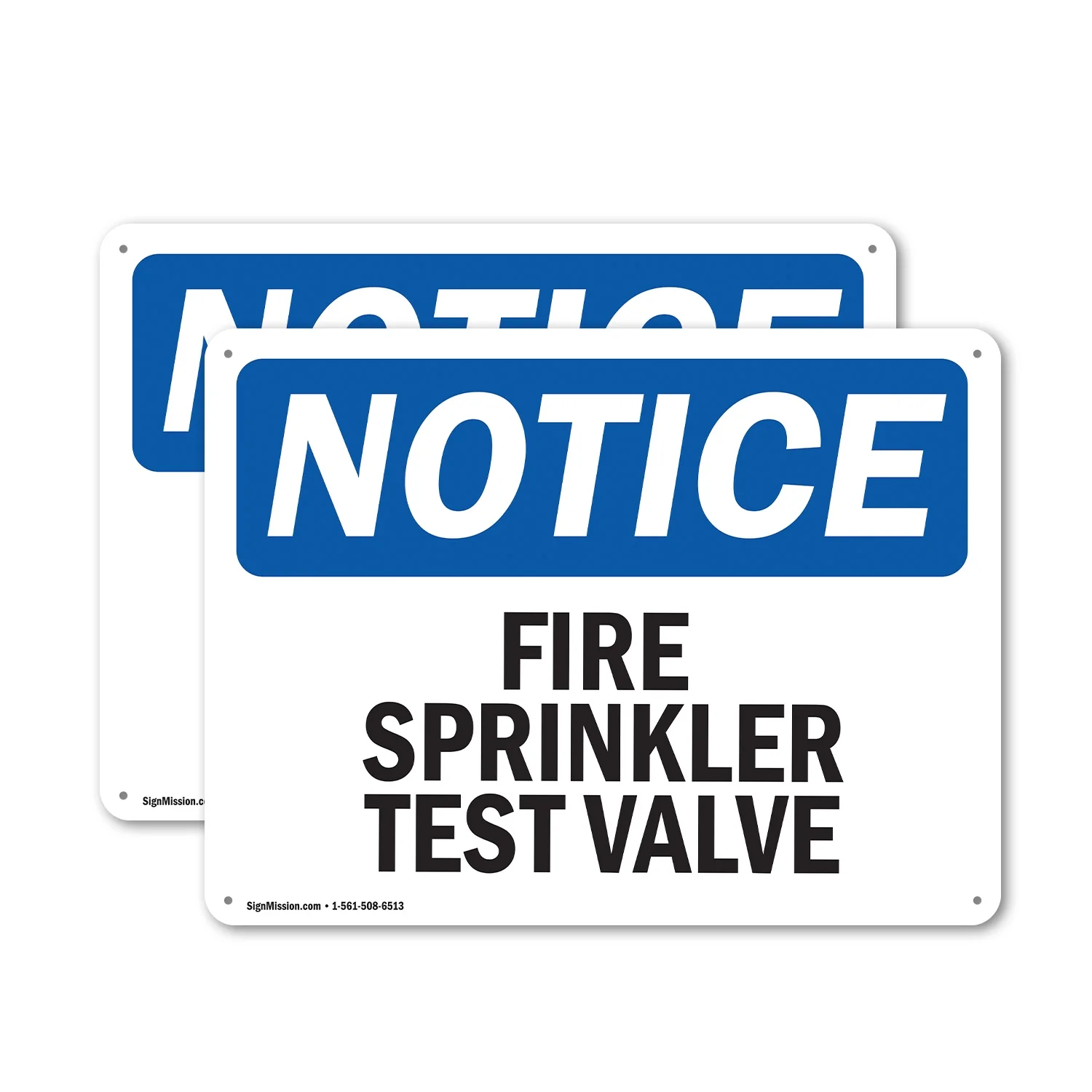 (2 Pack) Fire Sprinkler Test Valve OSHA Notice Sign 24 Inch X 18 Inch Indoor / Outdoor Rust-Free Aluminum Metal Signs for Workplace, Workshop, and Construction Site, Made in the USA