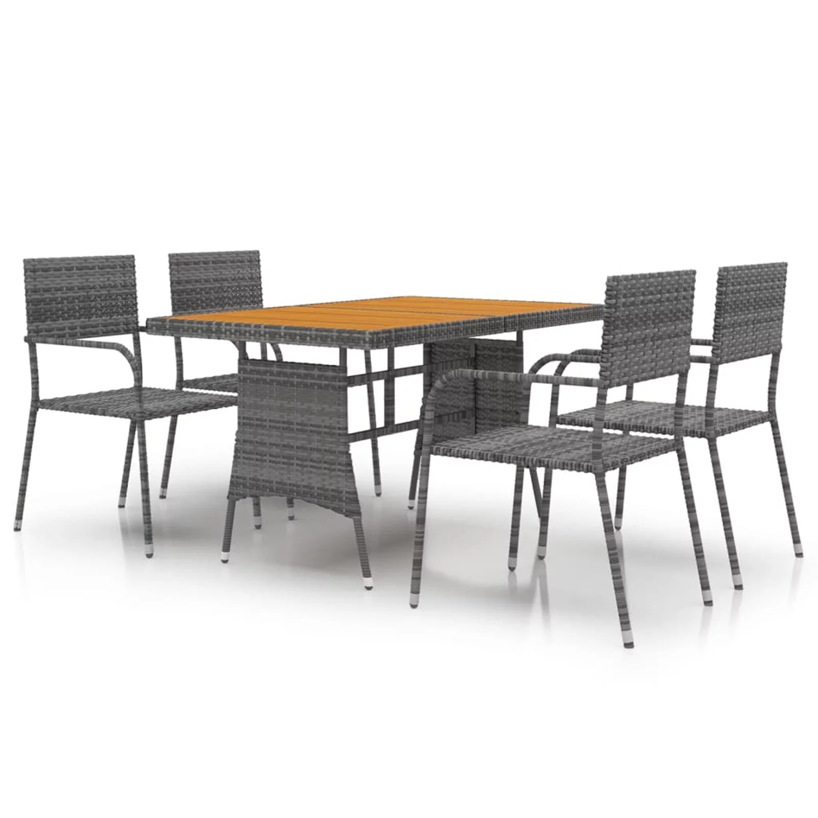 Aibecy 5 Piece Patio Dining Set Poly Rattan Gray