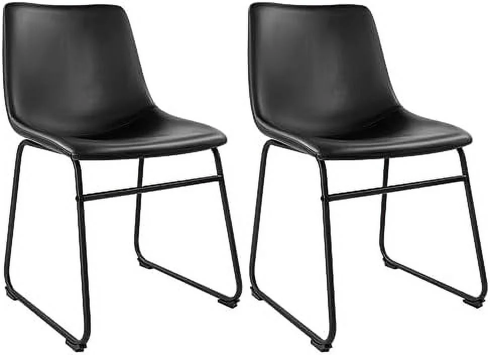QYFZBIM Dinning Chairs  Faux Leather Industrial Chair Counter Height Chair Metal Legs with Footrest Kitchen Chair for Home  Coffee Shop Patio Dining Chair Height 19\u2019\u2019 (Black  2p