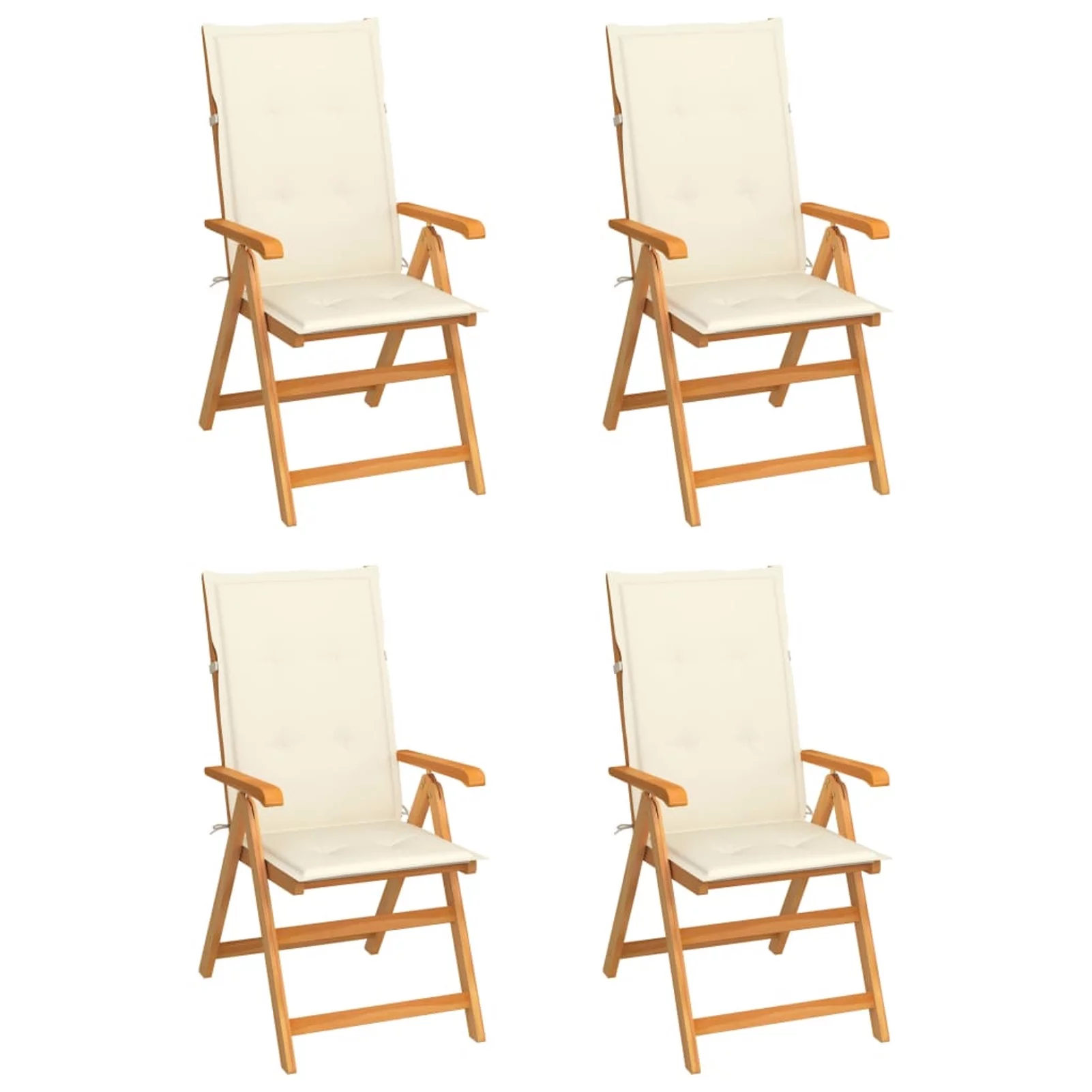 Andoer Garden Chairs 4 pcs with Cream Cushions Solid Teak Wood