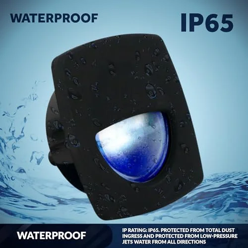 Five Oceans LED Companion Way Light, 4 Pack Marine Courtesy Lights, Square Light for Boat Interior, Deck, Cockpit, Blue LED, for Pontoon, Fishing Boat, Bass Boat, Yacht, Sailboat, RVs - FO4002-M4