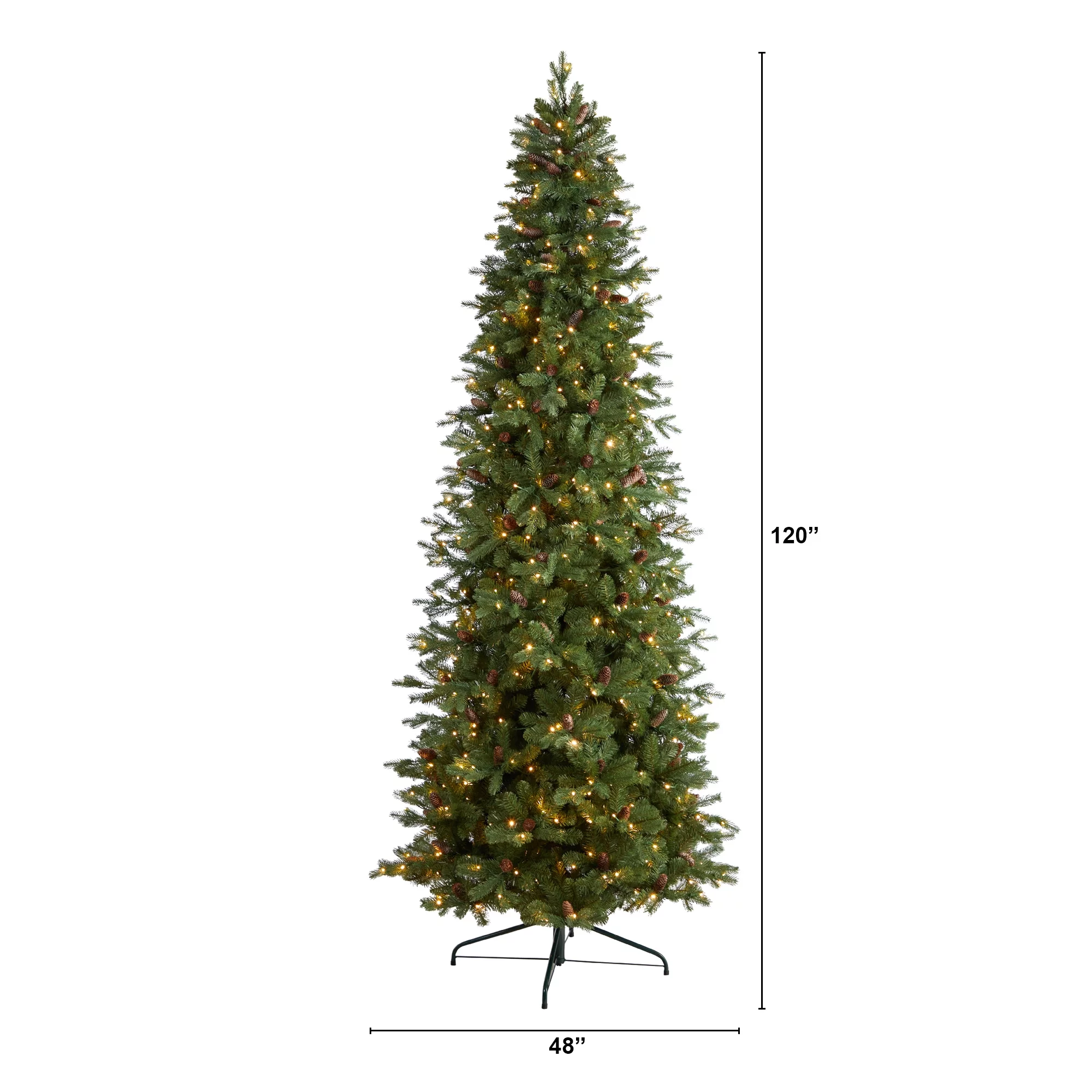 Nearly Natural Fraser Clear Prelit LED Green Decorated Fir Christmas Tree, 10'