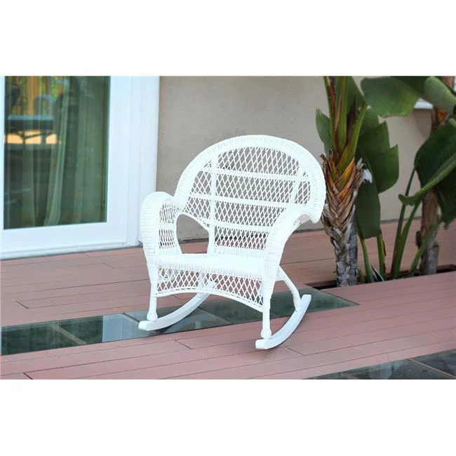 Jeco W00209-R-4 White Wicker Rocker Chair - Set of 4