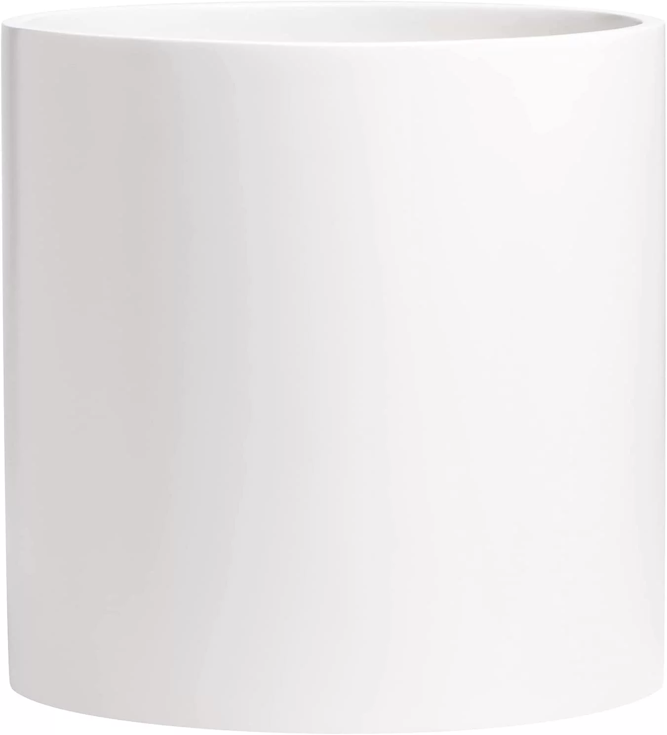 Brea Round Cylinder Fiberglass Planter, White, D:14