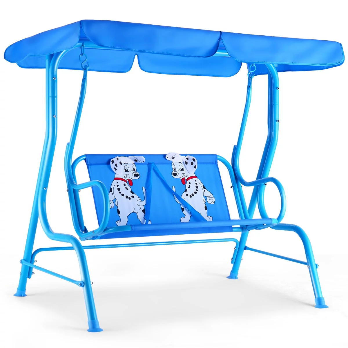 Blue Kids Patio Swing Chair Children Porch Bench Canopy 2 Person Yard Furniture