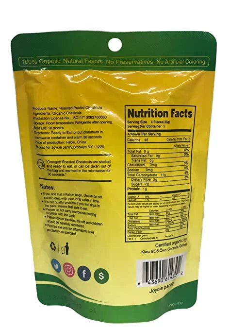 Joycie Organic Whole Roasted and Peeled Chestnuts 3.5-Ounce Bags (Pack of 3)