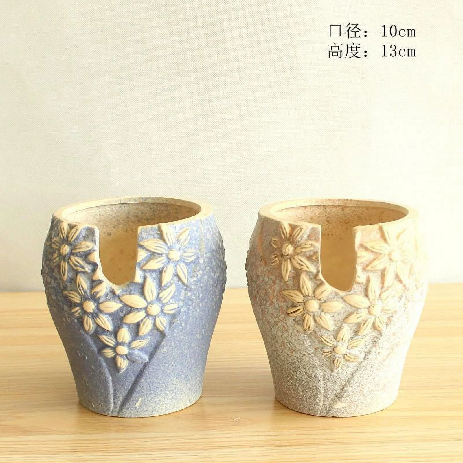 LivNxt Ceramic Succulent Planter - Rustic Pottery Flower Pot for Desktop Succulents