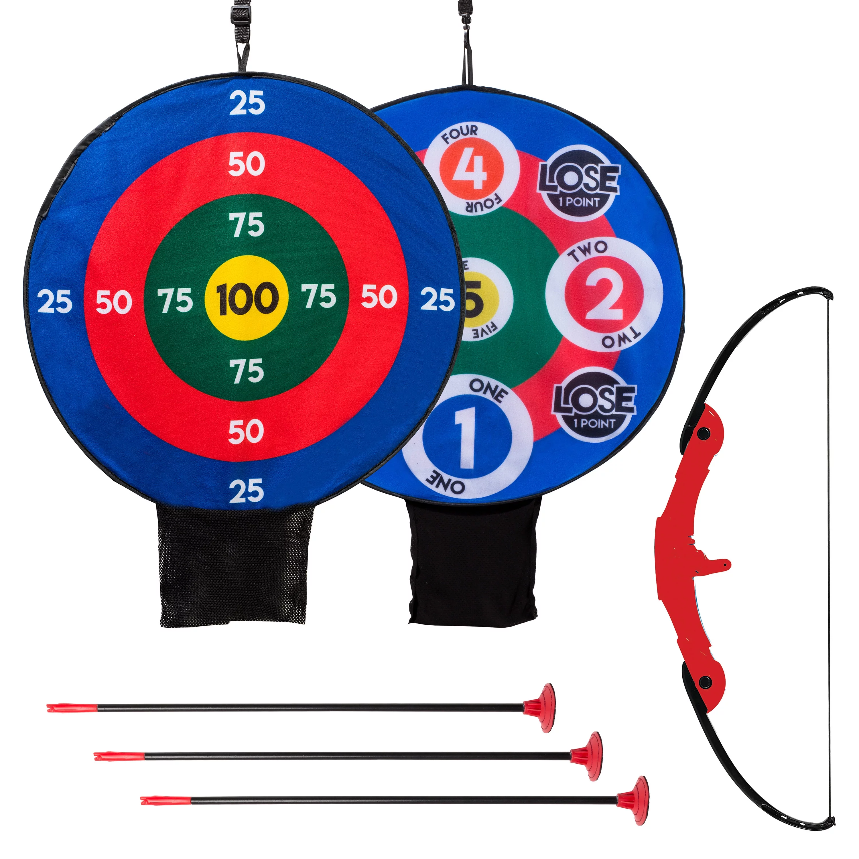 Franklin Sports Kids Archery Target Set - 1 Bow, 3 Self-Stick Arrows - Over the Door - Height-Adjustable Target - Perfect for Indoor Play