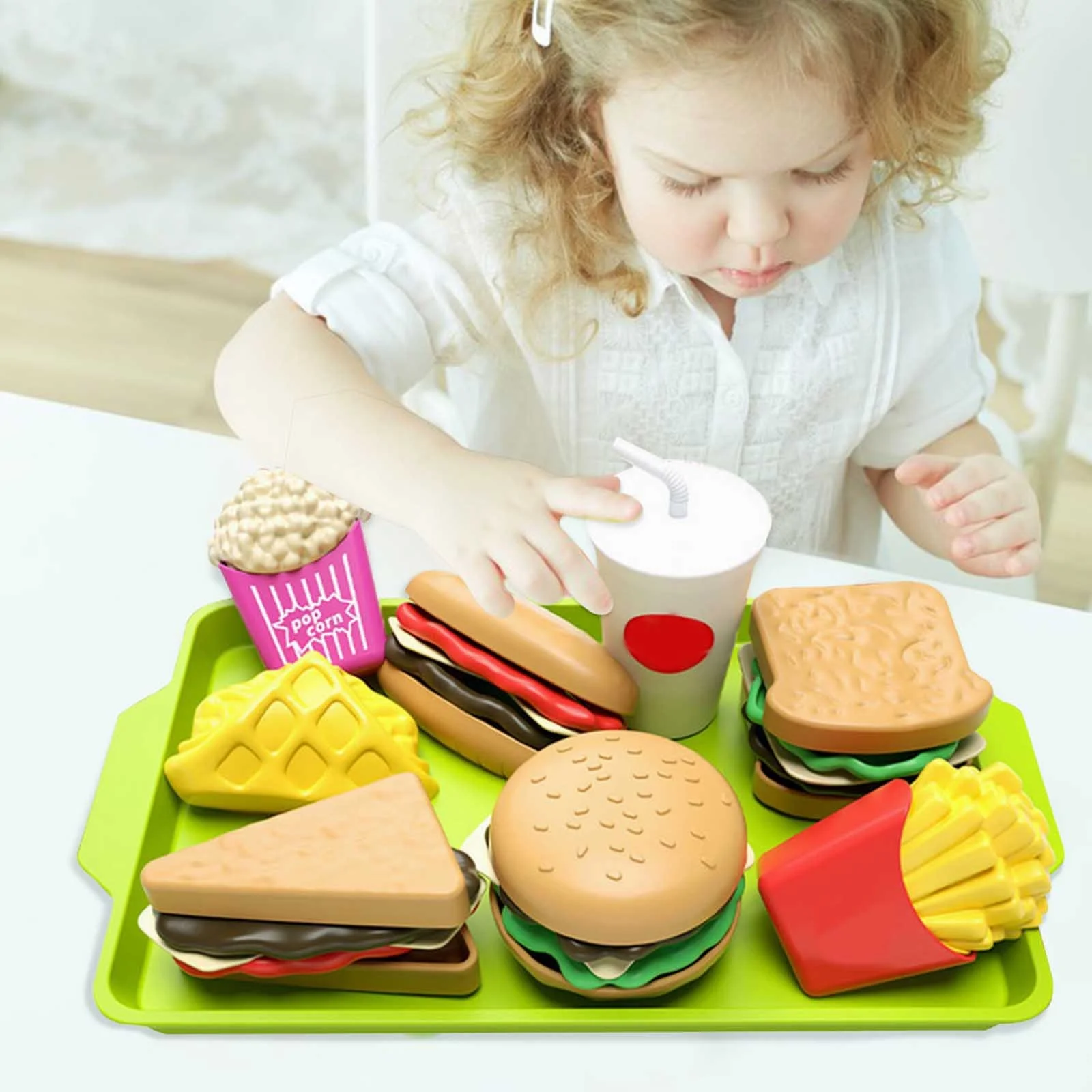 Toy Kitchen Accessory Set Play Food Toys Set Educational Funny Pretend Toys Fast Food Playset For Toddlers