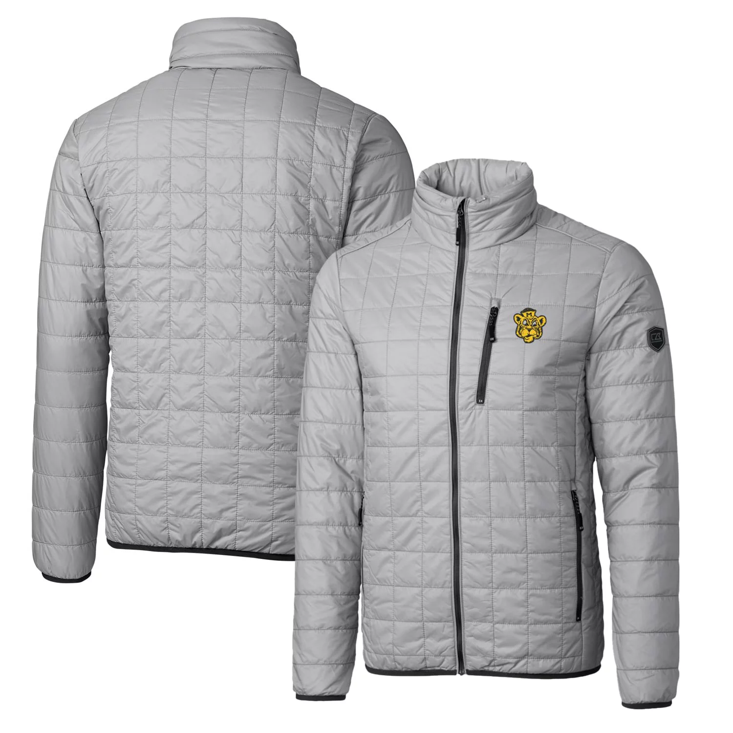 Cutter & Buck Gray Missouri Tigers Primary Team Logo Rainier PrimaLoft Eco Insulated Full-Zip Puffer Jacket