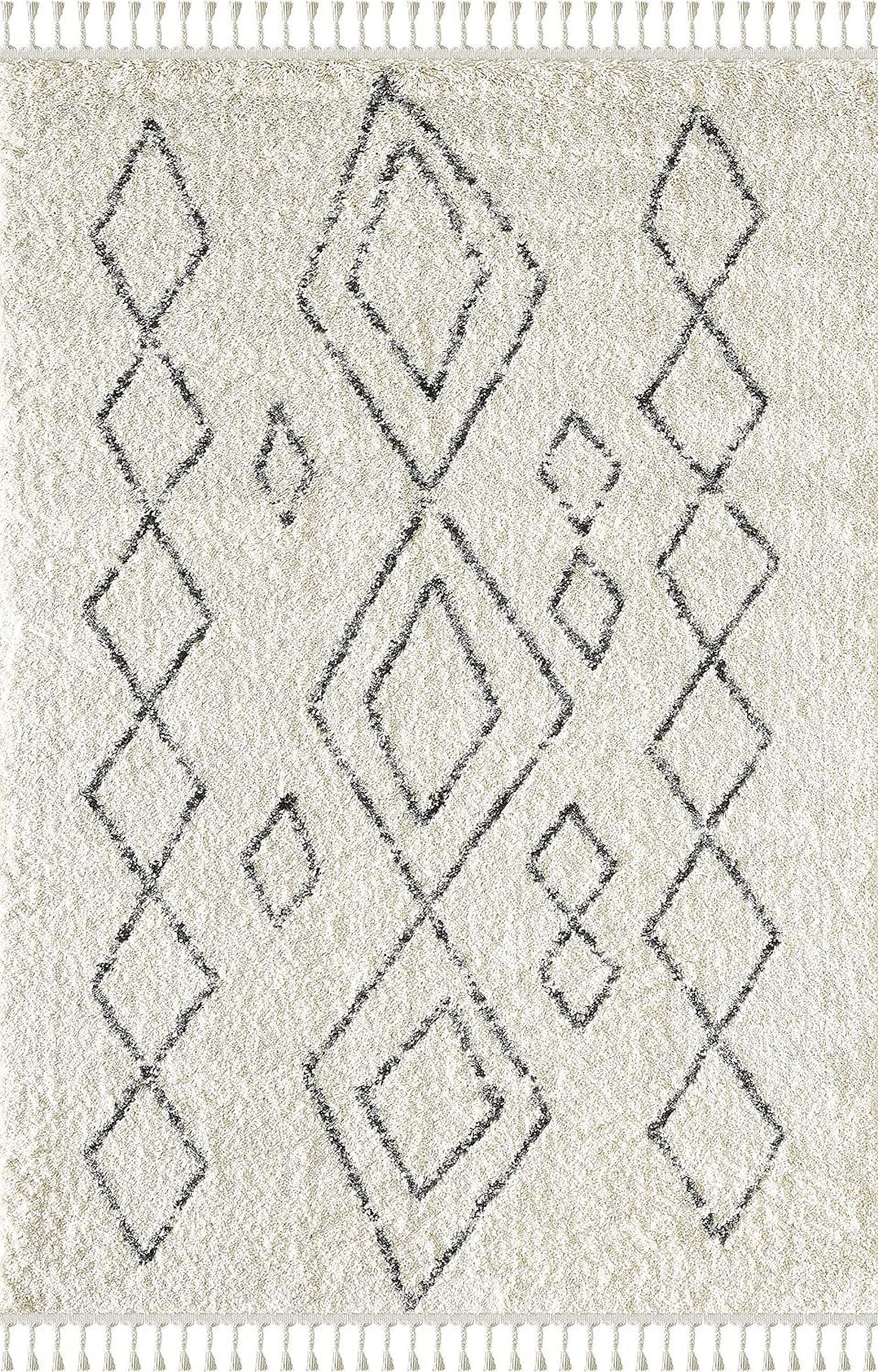 Tribal Print 3' X 5' Area Rug Willow Collection Rugs - Traditional Ivory & Grey Moroccan Pattern Accent Rug
