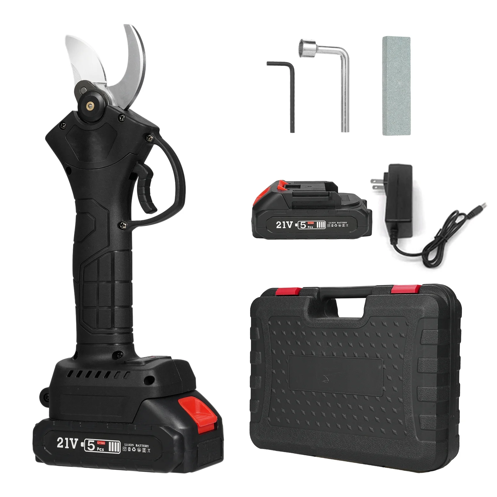 OWSOO Electric scissors,Pruner Clippers 30mm Handheld Shears With 30mm Max Diameter Branch PrunerBattery Powered Portable Handheld 2000mahBattery Carry Case Pruner Battery Carry