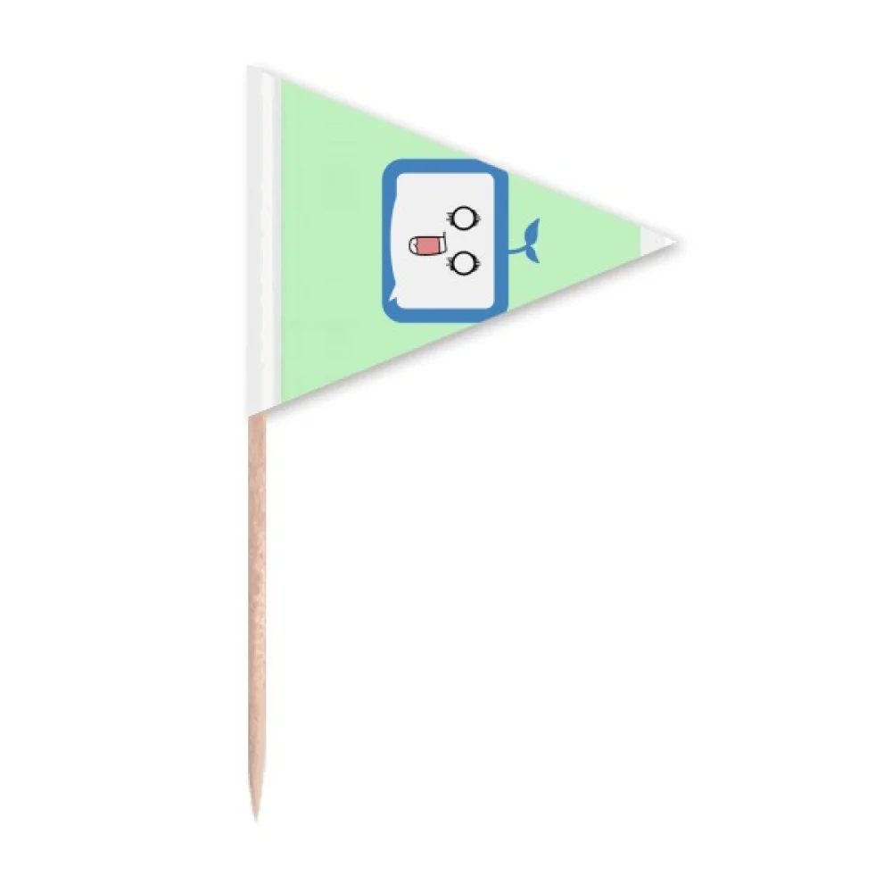 Saplings Surprised Small TV Face Original Toothpick Triangle Cupcake Toppers Flag