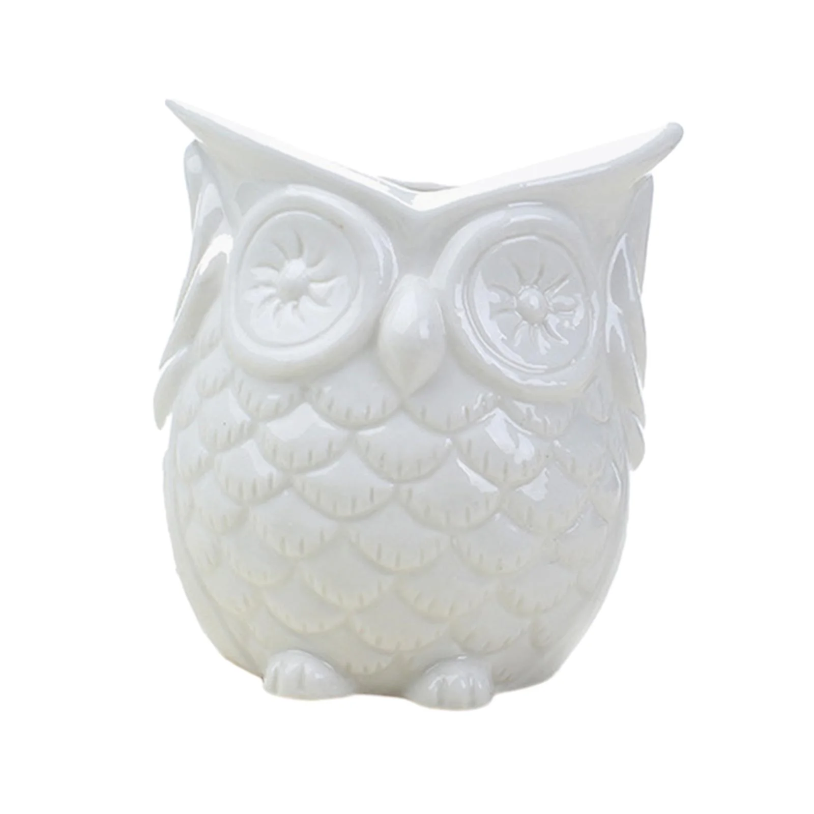 figatia Flowerpot Indoor Plant Pot Owl Shape Cute Japanese Planter Container for Indoor Decoration Office Home Balcony No listen White