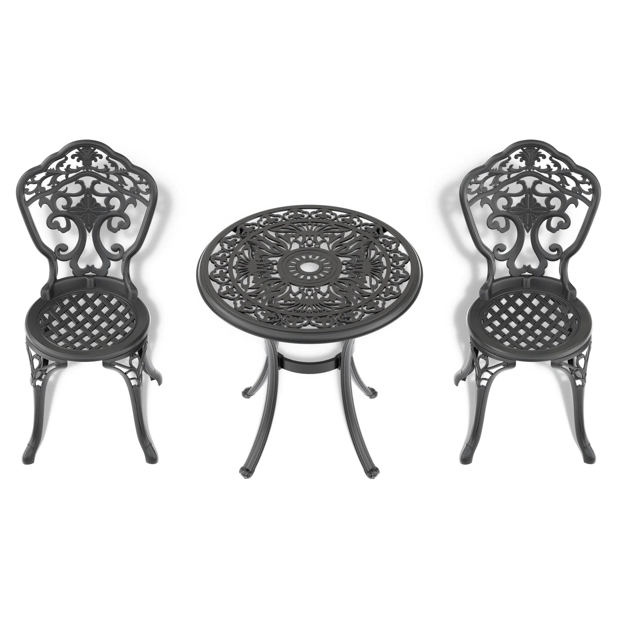 CoSoTower 3-Piece Set of Cast Aluminum Patio Furniture with Black Frame