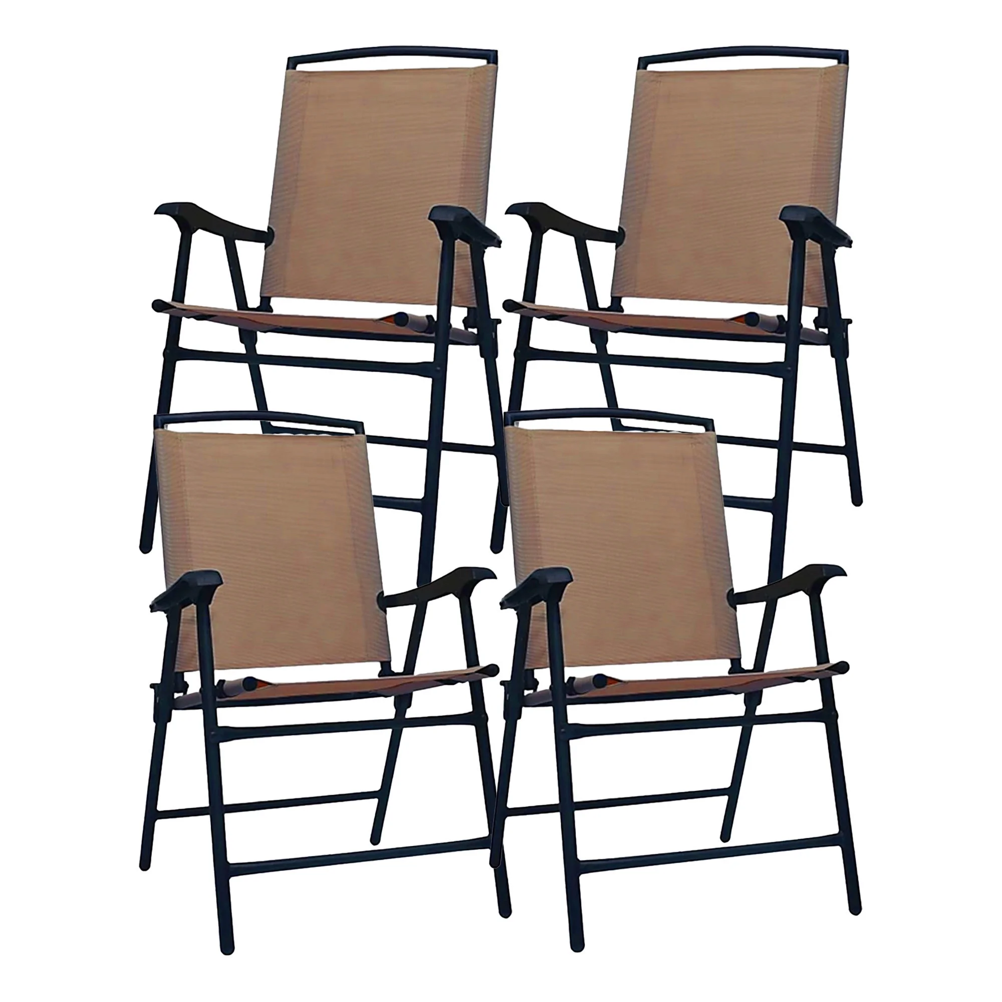 Four Seasons Courtyard Sunny Isles Outdoor Folding Chairs, 4 Pack, Brown