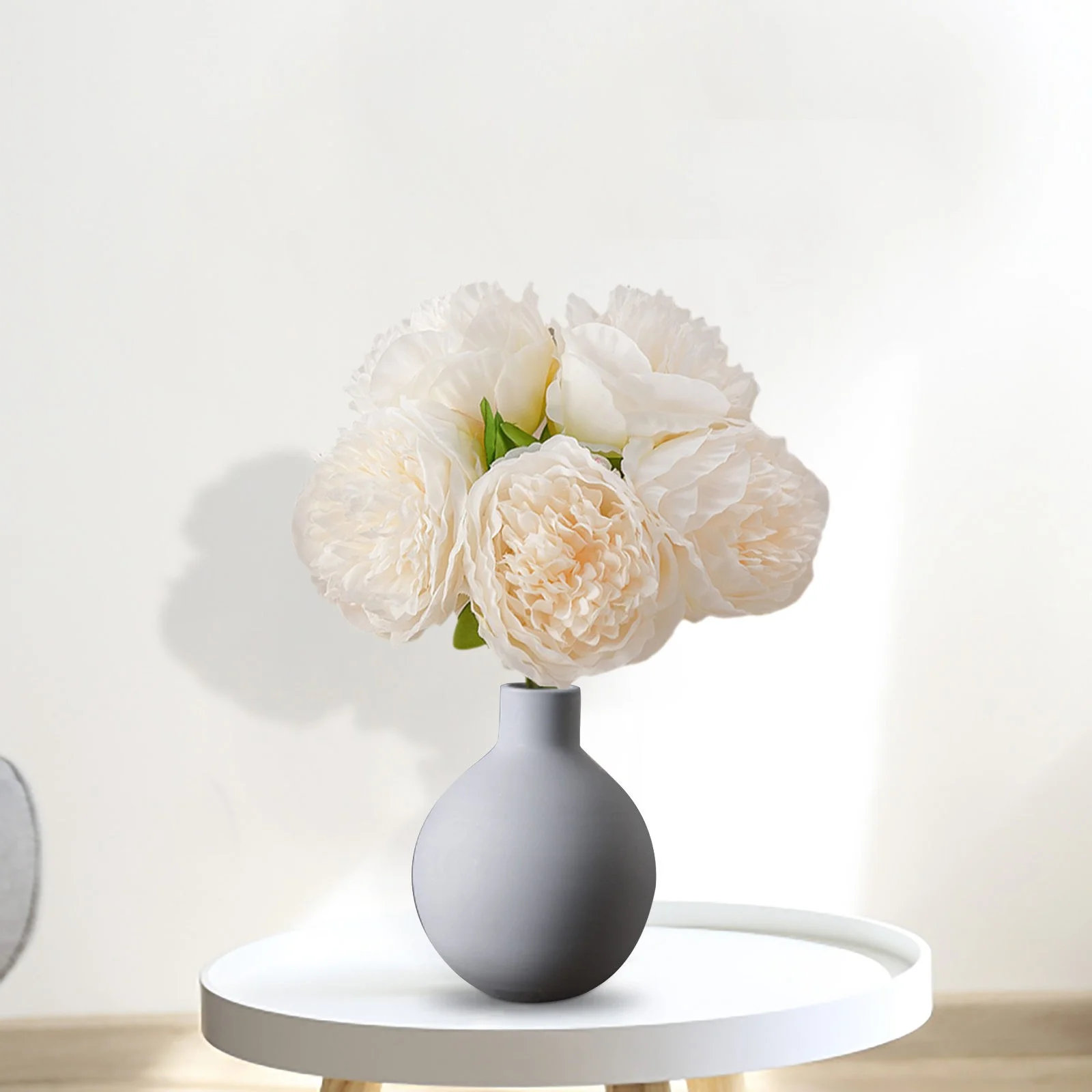 Yeetfub Faux Flowers for Outdoors Artificial Flower Simulation Peony Bouquet Wedding Bouquet Fake Flower Peony Silk Flower Hand Tied Bouquet Pink for Window Garden Office Patio Planter