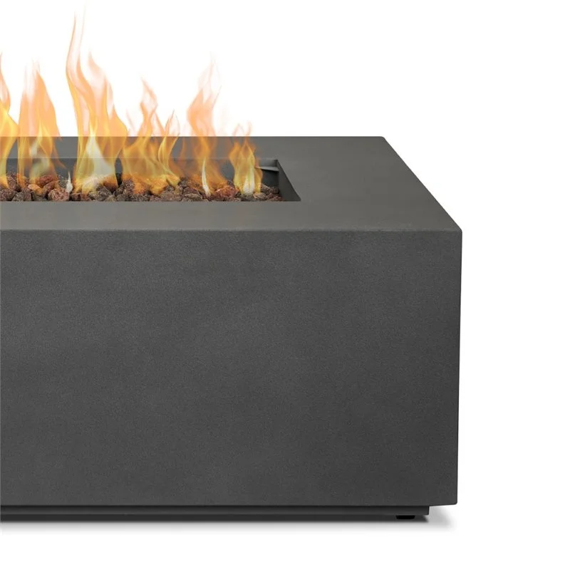 Home Square 2-Piece Set with Small Fire Table and Fire Glass in Slate/Black