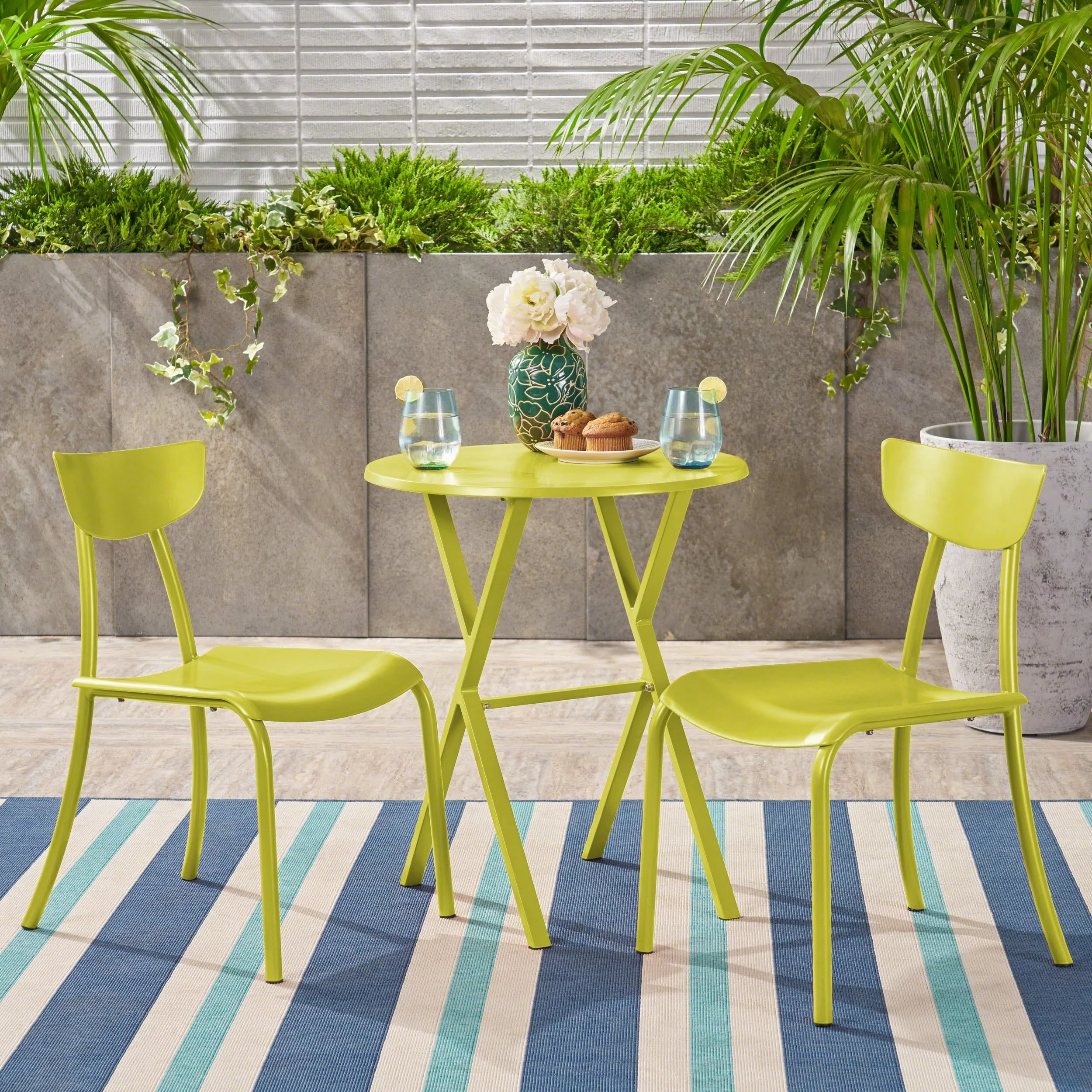 Christopher Knight Home Taro 3-piece Modern Outdoor Bistro Set by matte teal