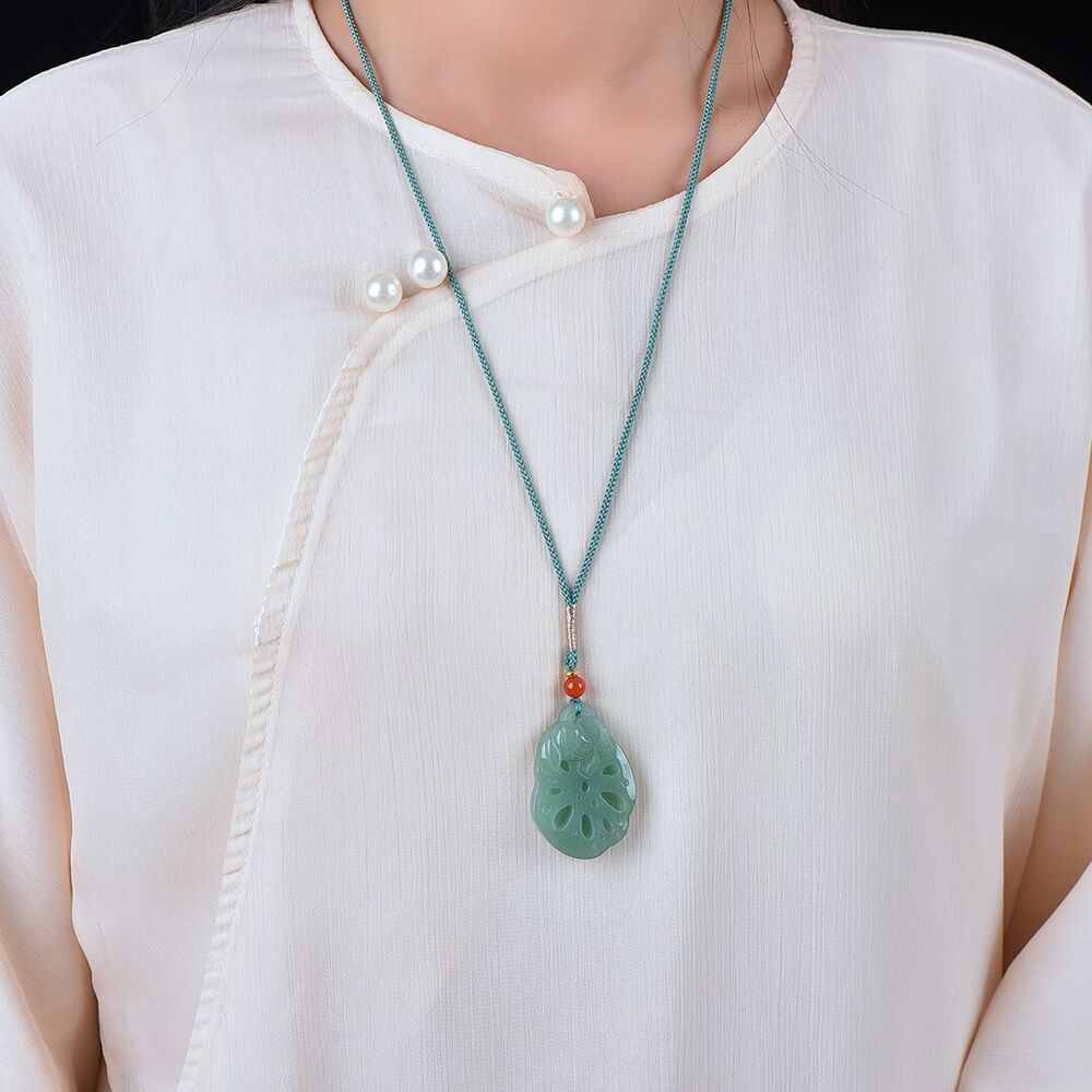 Hand Carving Lotus Flower Lotus Root Pendant China DongLing Jade