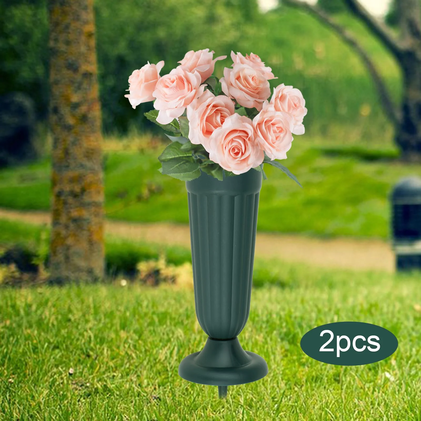 kesoto Cemetery Vase Flower Holder Detachable PP Vase Lightweight Container Memorial Vase Grave Decorations for Activities Patriotic
