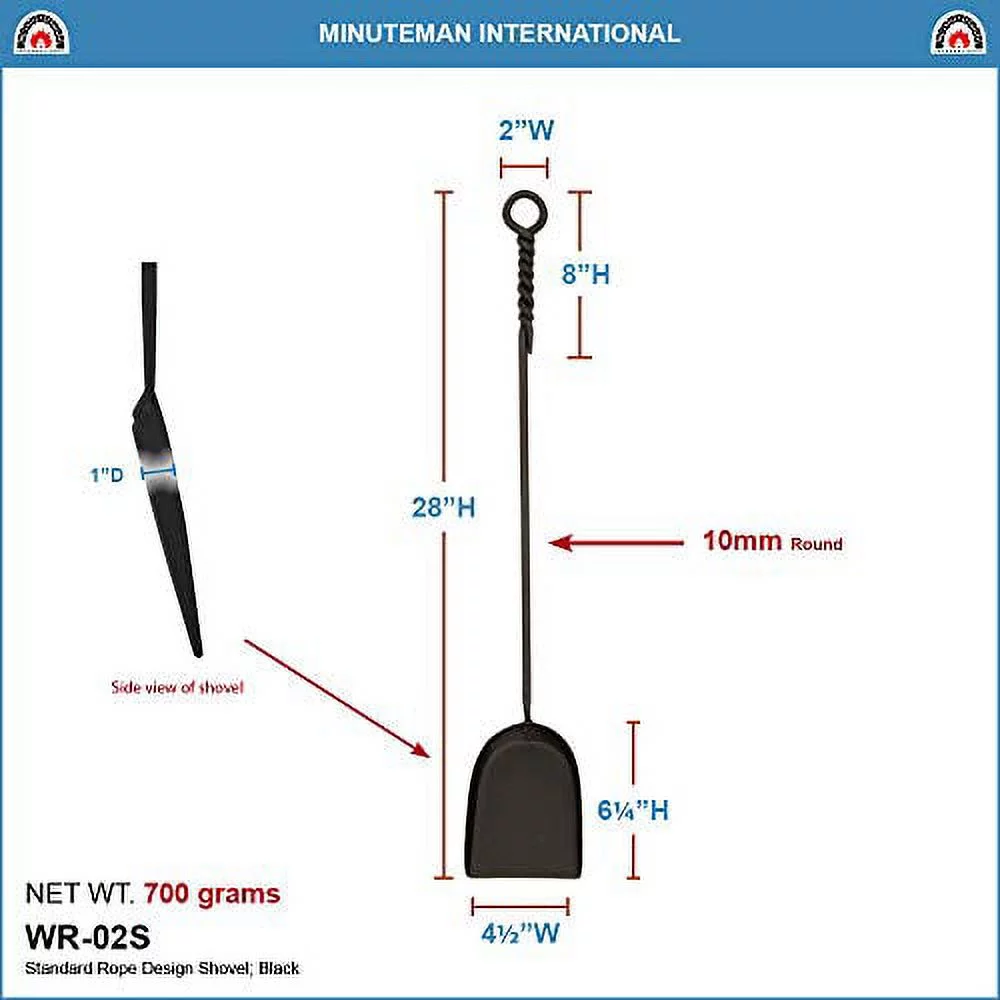 Minuteman International Standard Rope Design Fireplace Shovel - 28 in.