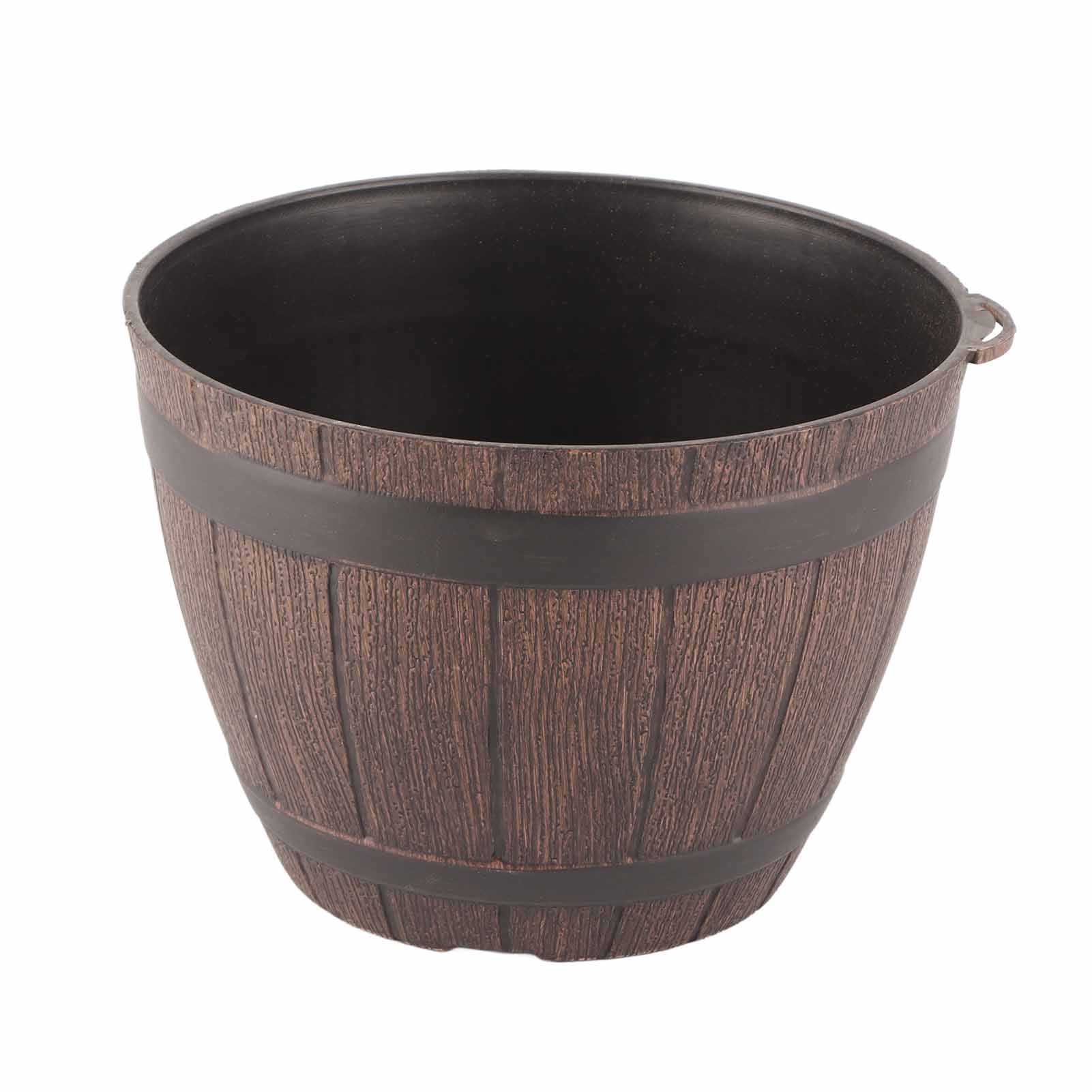 Verdant Touch Planting Barrel Imitation Wooden Barrel PP Resin Flower Pot Imitated Wood Planting Barrel