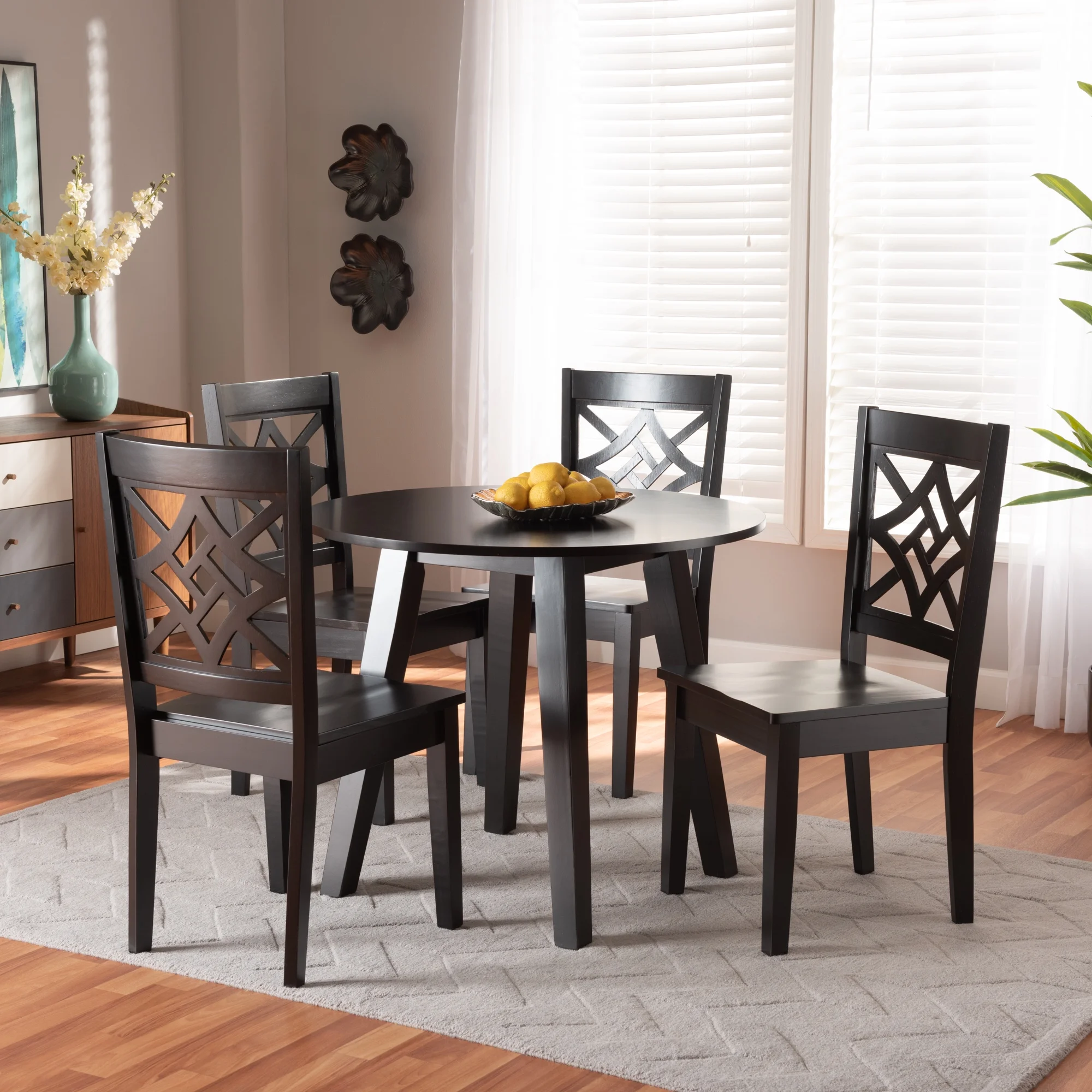 Baxton Studio Rava Modern and Contemporary Dark Brown Finished Wood 5-Piece Dining Set