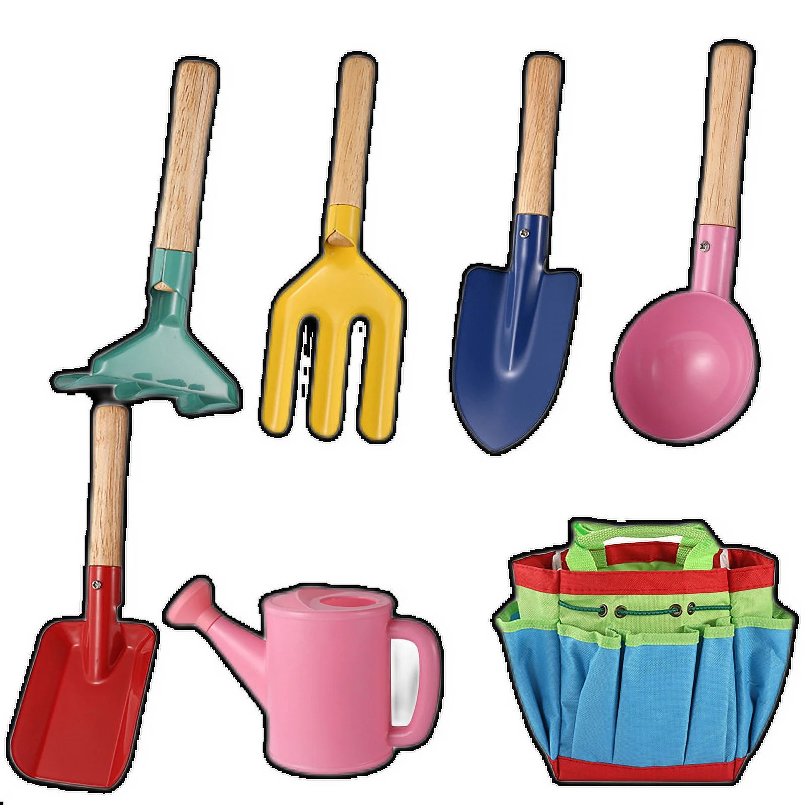 Children'S Sand Digging Tools To Catch The Sea Shovel Rake Gardening Planting Set Garden Floriculture Shovel Bonsai Wooden Handle Spade