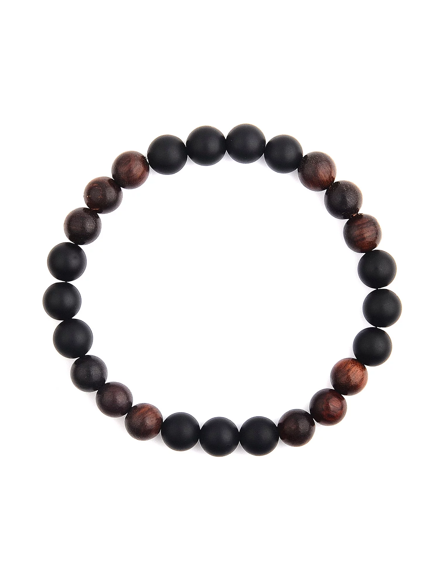 Coastal Jewelry Onyx Stone Red Sandalwood Willow Wood Stretch Bracelet