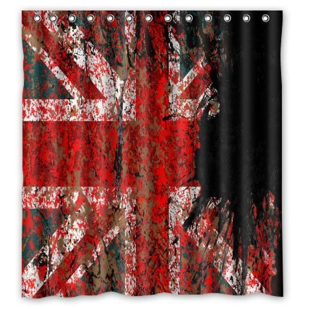 GreenDecor The Union Jack Flag On The Brick Wall Waterproof Shower Curtain Set with Hooks Bathroom Accessories Size 66x72 inches