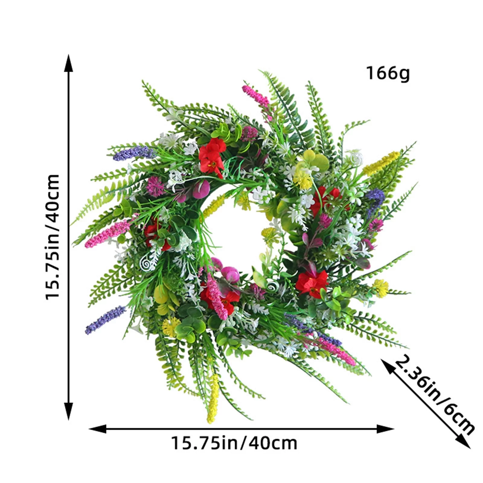 HALJEN Outdoor Artificial Flowers with Pot New Texas Wildflower Wreath Wall Hanging Spring Flower Rattan Circle Immortal Flower Door Hanging