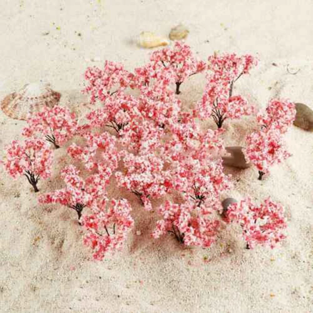40pcs 65mm Blossom Cherry Model Trees Railroad Layout Scene HO OO Scale