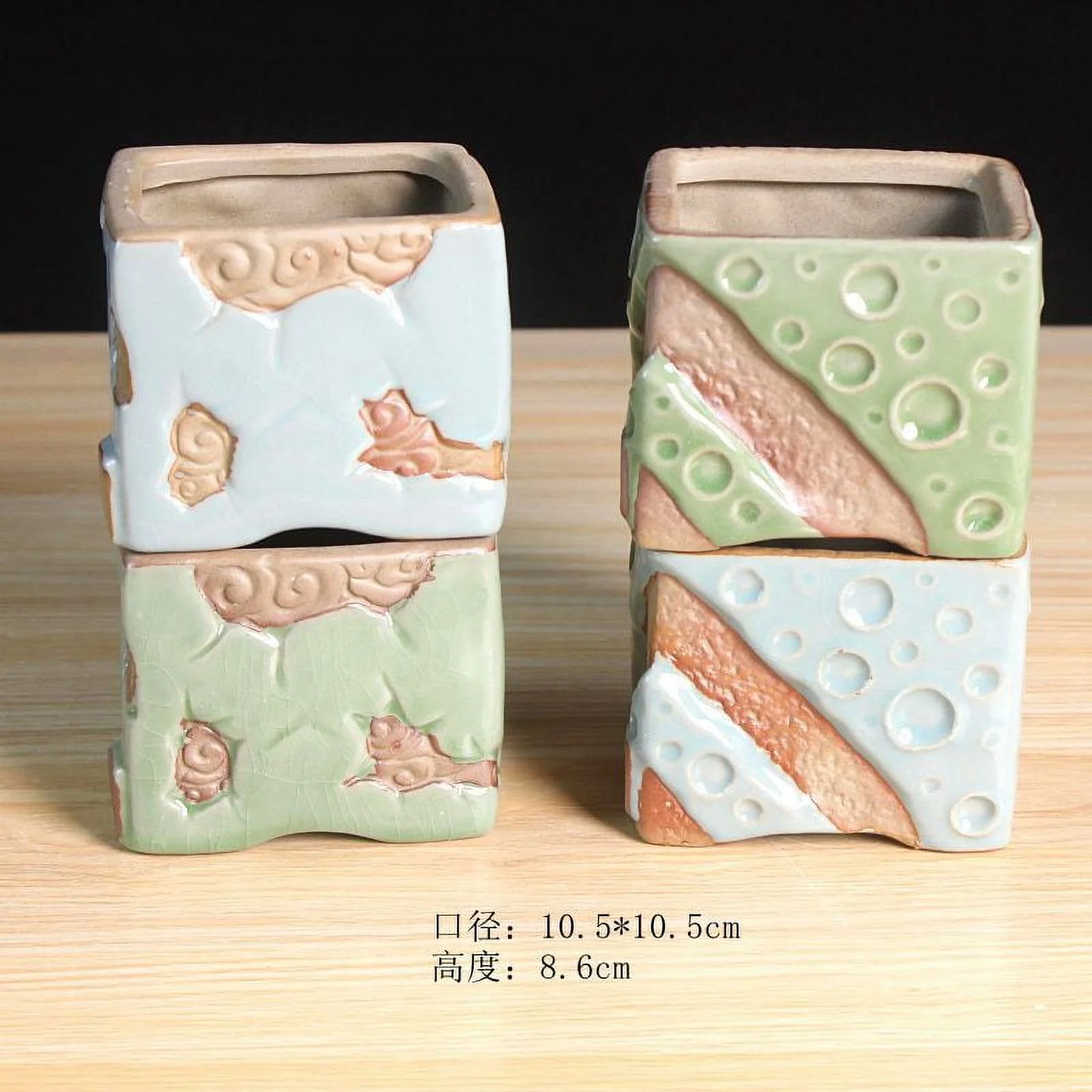 Ru Kiln Ceramic Succulent Plant Pot, Ceramic Flower Pot, Pottery Planter for Greenery