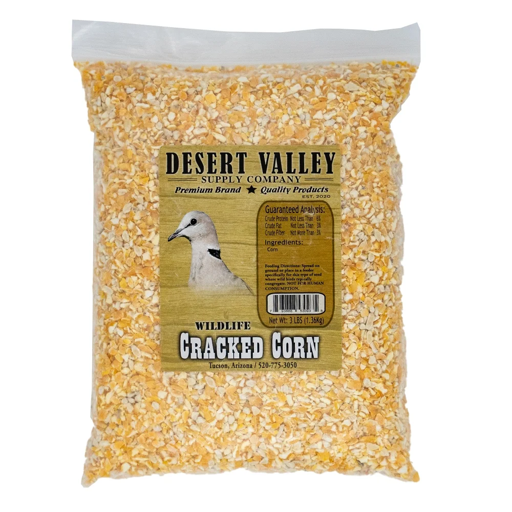 Desert Valley Premium Cracked Corn - Wild Bird - Wildlife Food, Squirrels, Dove, Quail & More (3-Pounds)