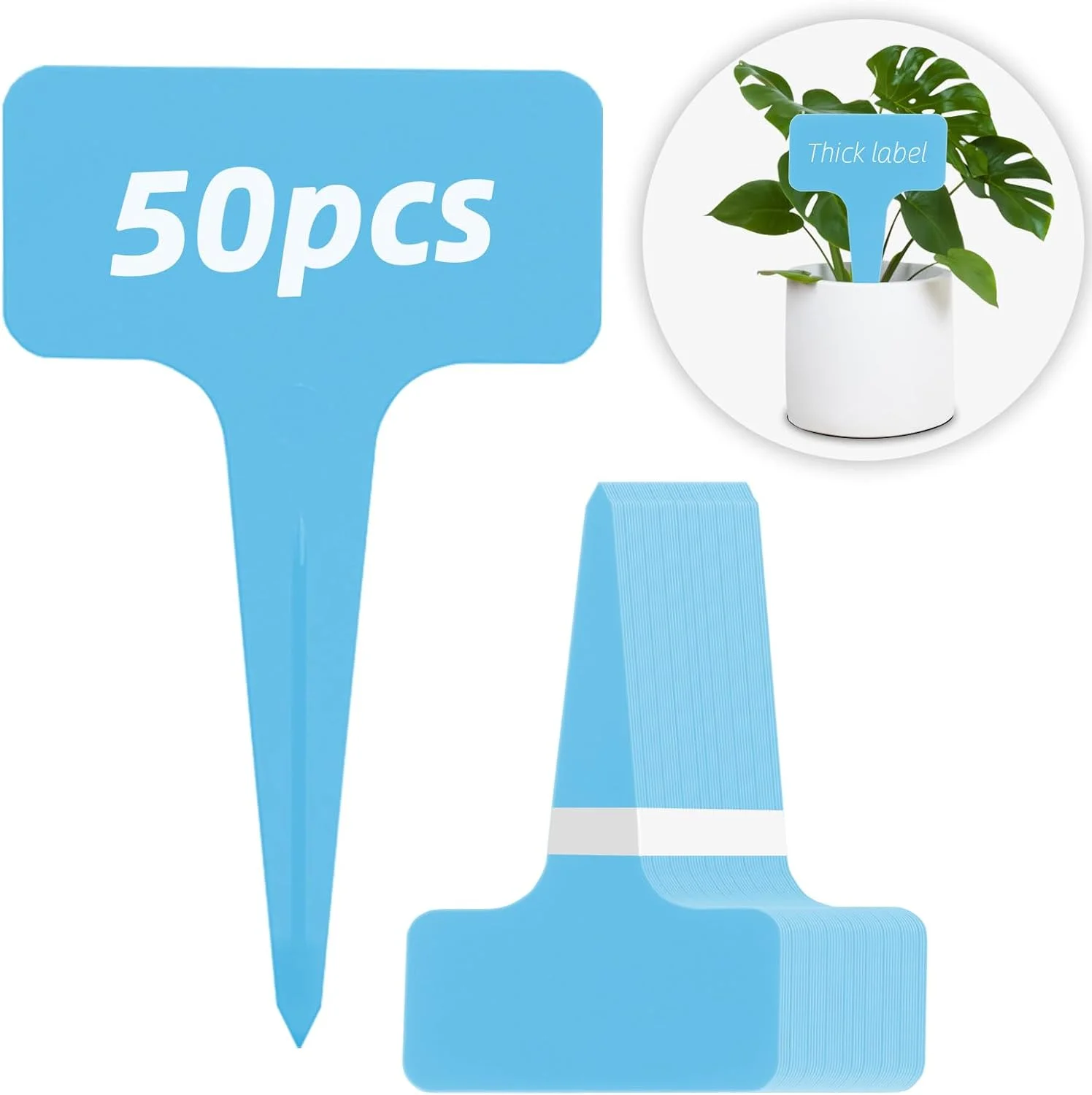 50PCS 2.36X3.94'' Thick T-Type Plastic Garden Plant Labels Nursery Seed Seedling Flower Marker Classification Sign Decoration