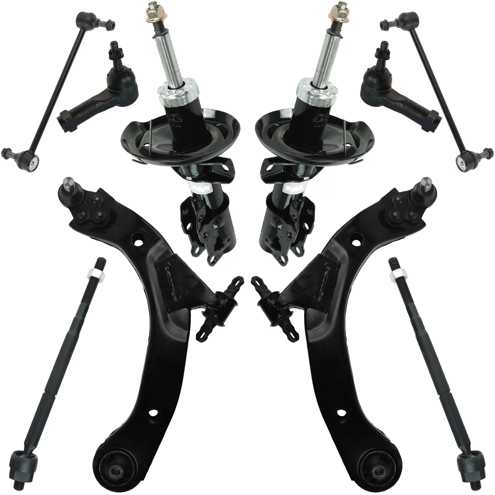TRQ Strut Sway Bar Link Control Arm Tie Rod Steering Suspension Kit Set 10pc PSA63515
