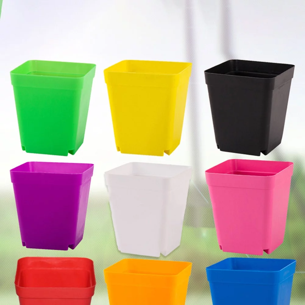 10 Pcs Succulent Small Square Flower Pot Plastic Frosted Square Pot Garden Tools