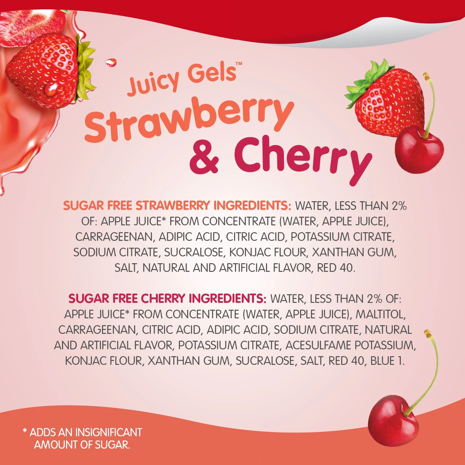 Snack Pack Sugar-Free Strawberry and Cherry Juicy Gels, 3.25 oz 12 Count