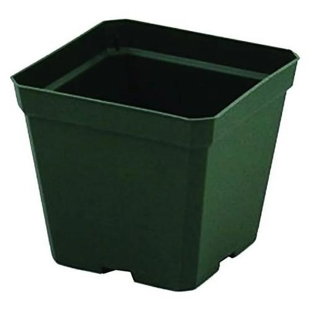 Greenhouse Pots - 4 Inch Square - 3 1/2 Inch Deep Pots - Green - Plastic - 50 Pack By Growers