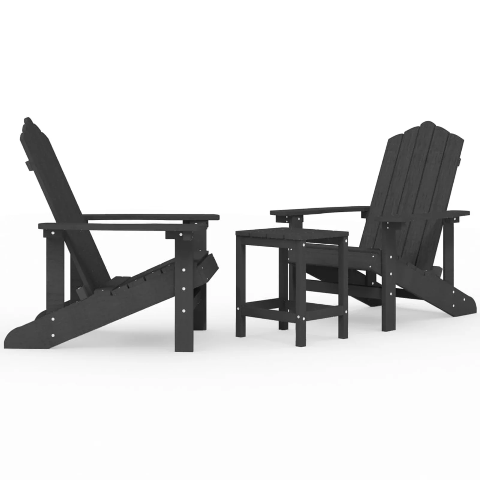 OWSOO Patio Adirondack Chairs with Table HDPE Anthracite