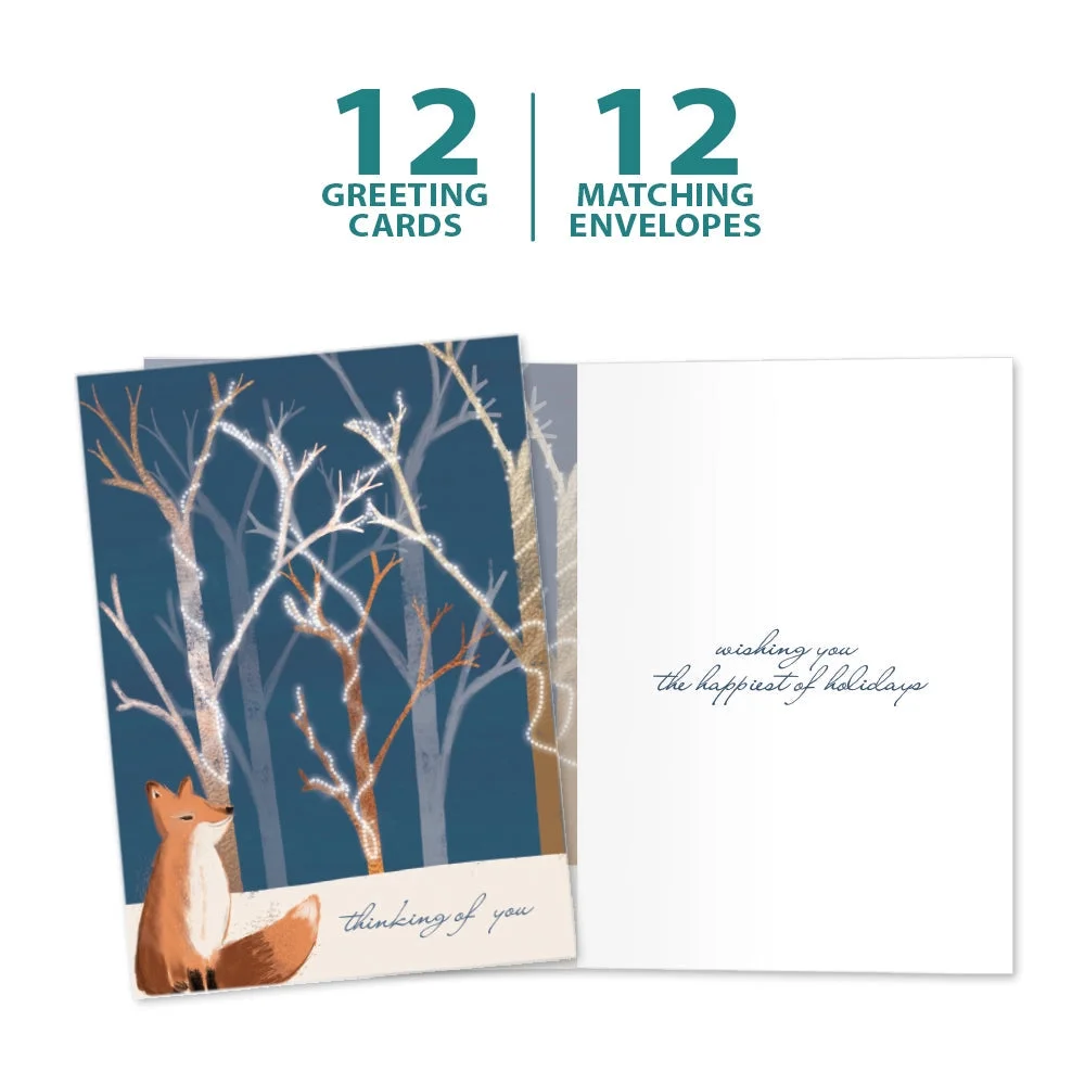 Tree-Free Greetings Holiday Greeting Card 12 Pack, 5x7, Calm Fox Holiday (HP25182)