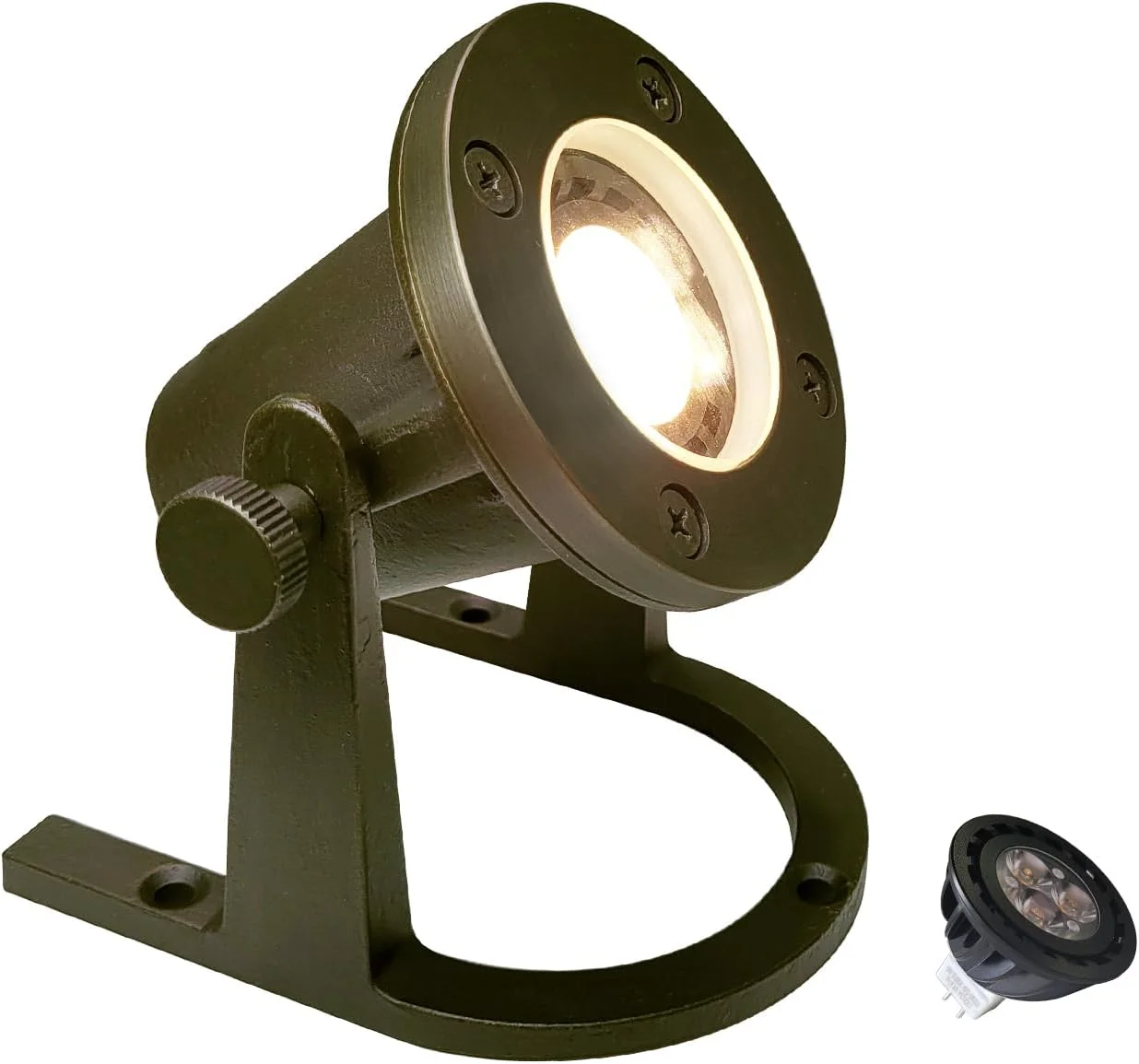 Brass Underwater Lights(Bronze) With 5W LED MR16 Bulb 12V Low Volatge Submersible Waterfall Pool Fountain Light IP68 Waterproof Pond Lights For Underwater Or Outside Water As Spotlight