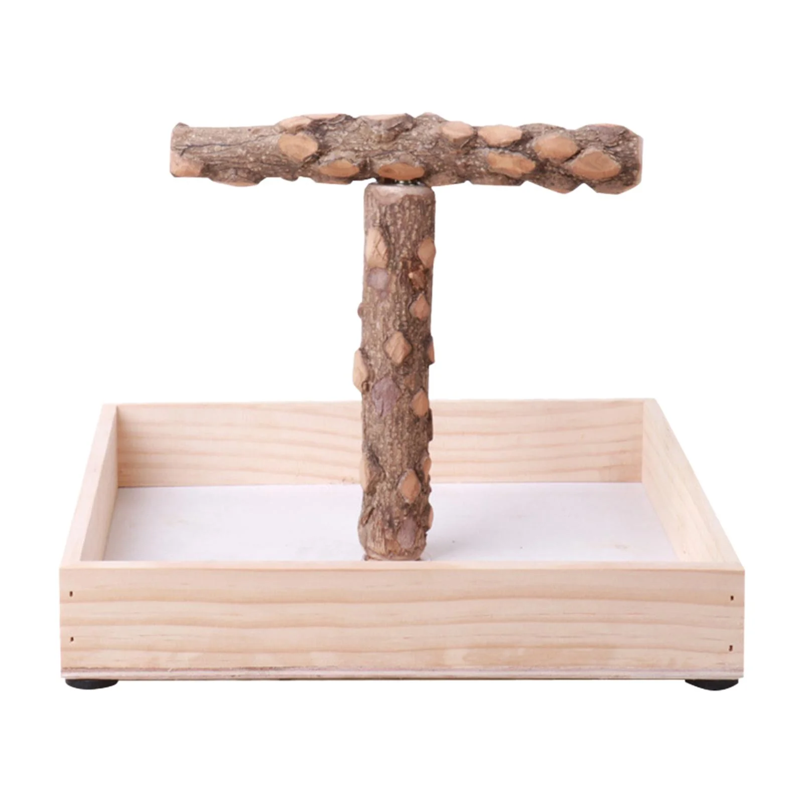 Bird Stand Parrot Standing Perch Parrot Bird Playground Conures with Tray Wood Perch Parrot Stand for Indoor Exercise Desktop