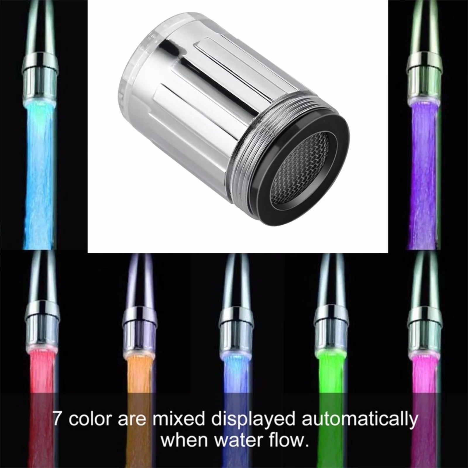 iju7gthy Shower Head Extension Arm 6 Inch 7 Colors Changing Led Water Stream Faucet Light Shower Spout Sink Tap for Home *3Pcs