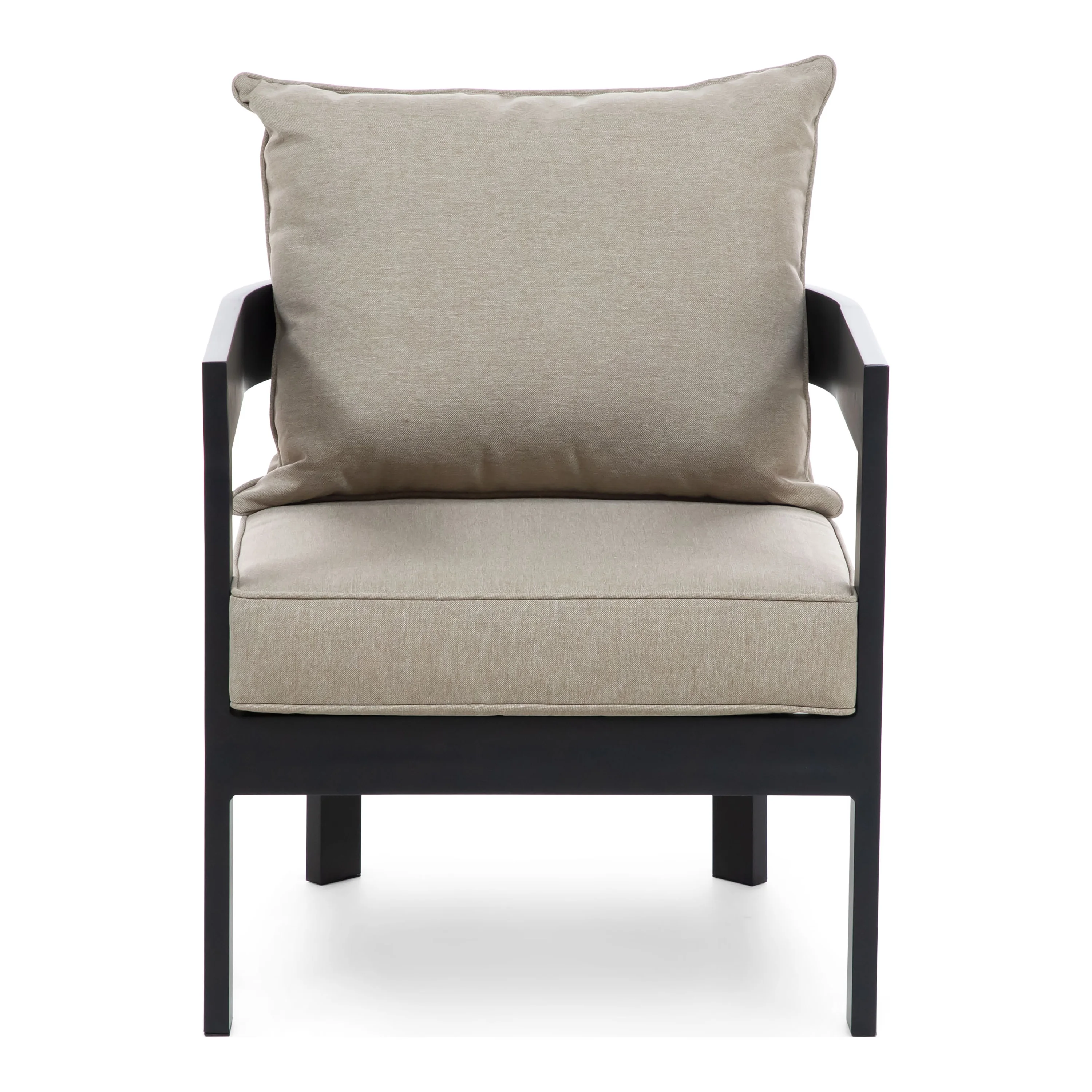 Furniture of America Drom Aluminum 3-Piece Patio Table and Chairs Set, Black and Beige