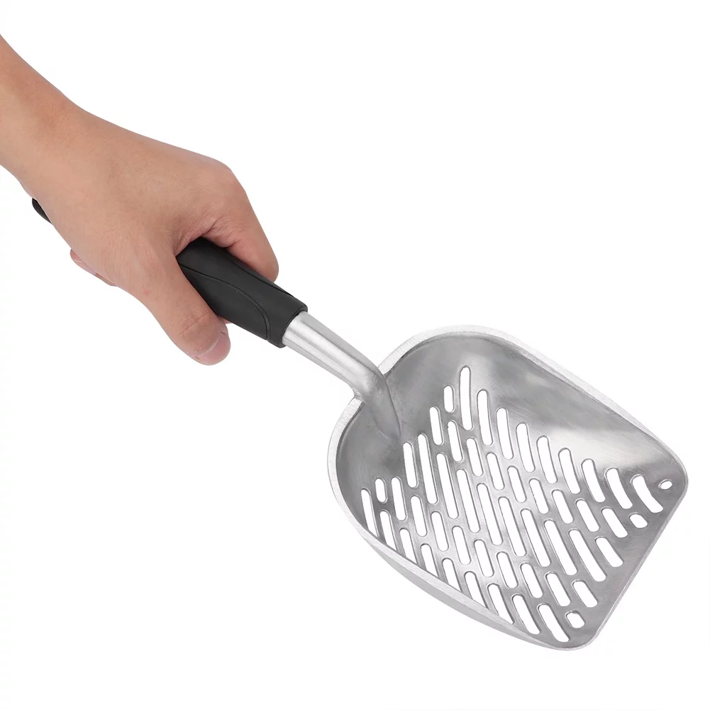 Goldmeet Aluminum Alloy Pet Cat Litter Scoop Sifter Shovel Hollow Dog Puppy Waste Holder(Black)