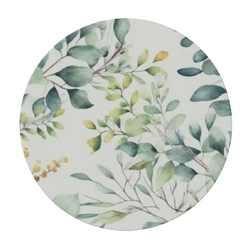 Ulloord  Round Table Cloth Watercolor Green Leaf Tablecloth Elastic Edge Fitted Table Cover Leaves Fits Tables